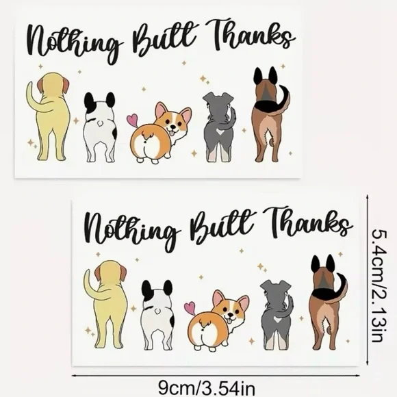 Cute Dog ‘Nothing Butt Thanks’ Thank You Cards – Set of 30 - Picture 3 of 3